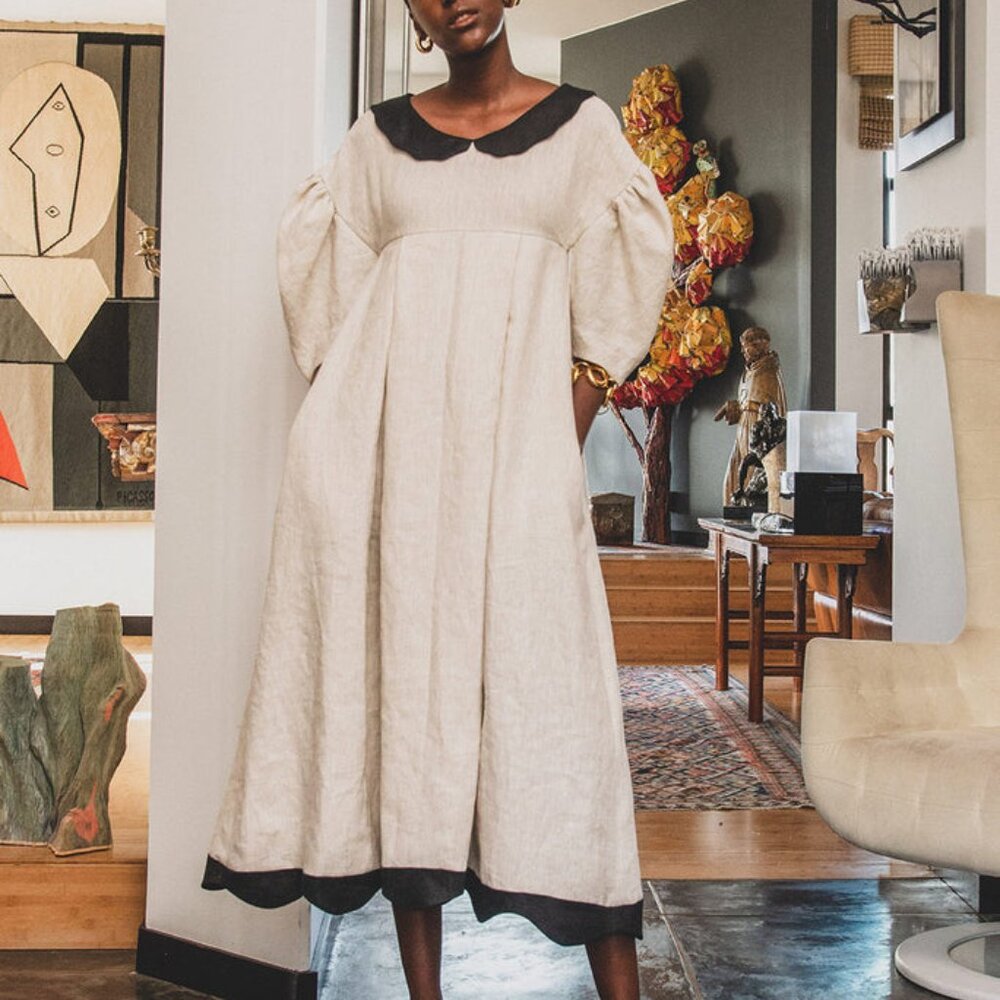 Kika Vargas Linen Midi Dress